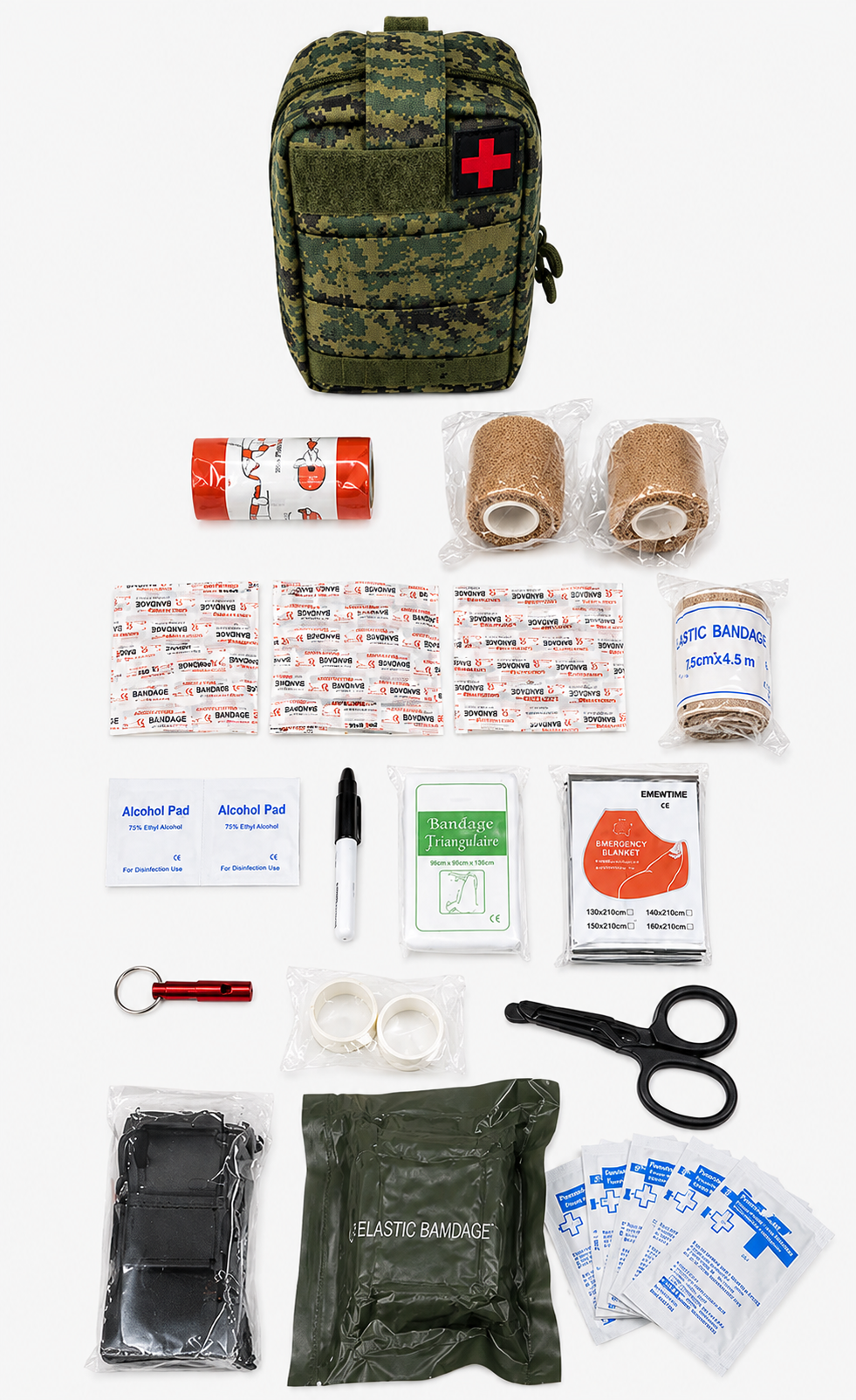 Tactical First Aid Kit pouch and included medical contents
